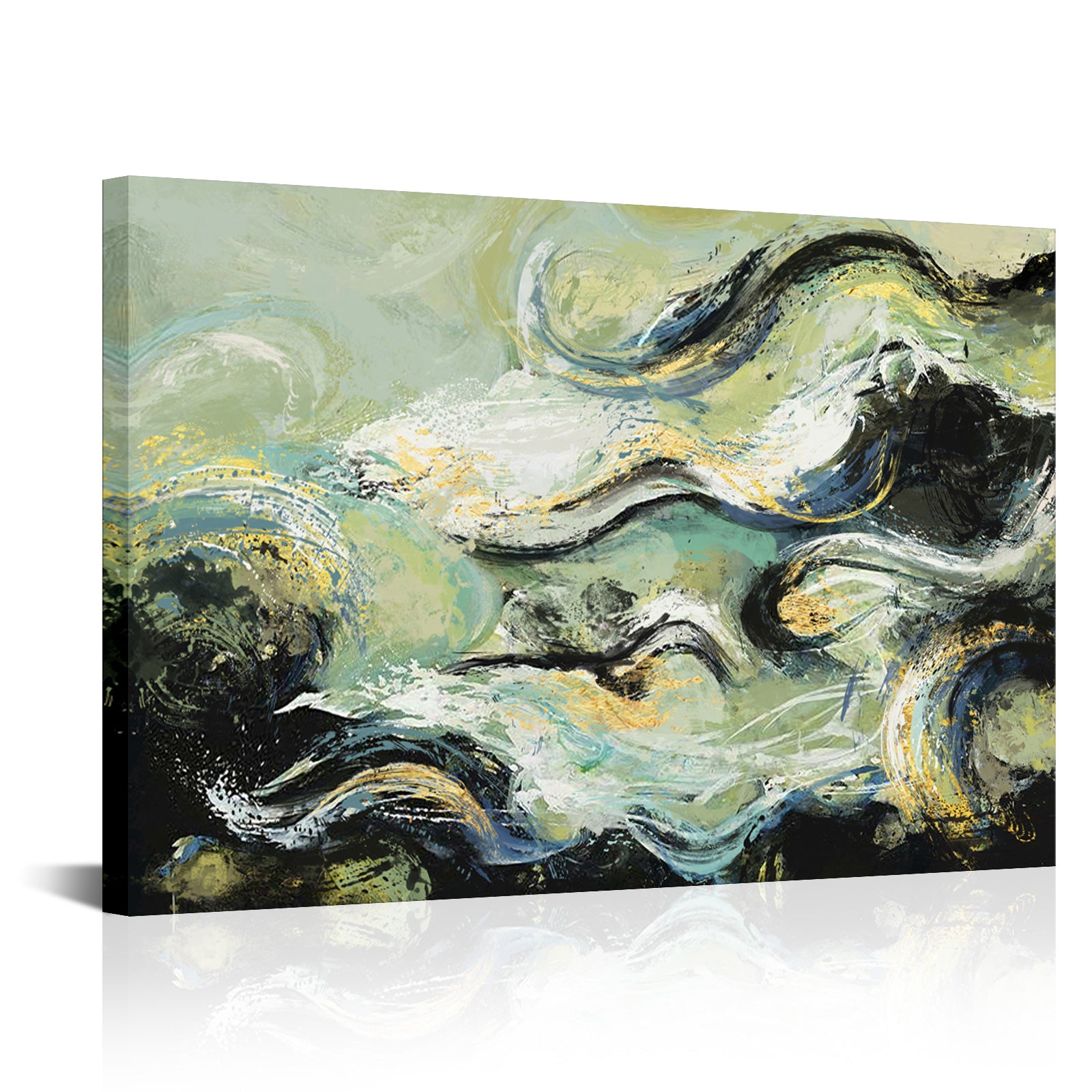 Abstract Clouds Green Background Wall Decorative Painting Canvas Art