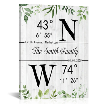 Custom Family Name Family Coordinates Canvas Print