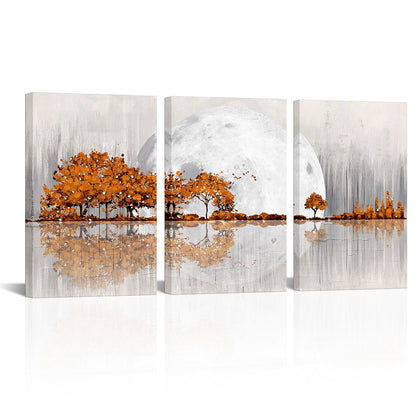 Triptych mountains and rivers modern canvas wall art