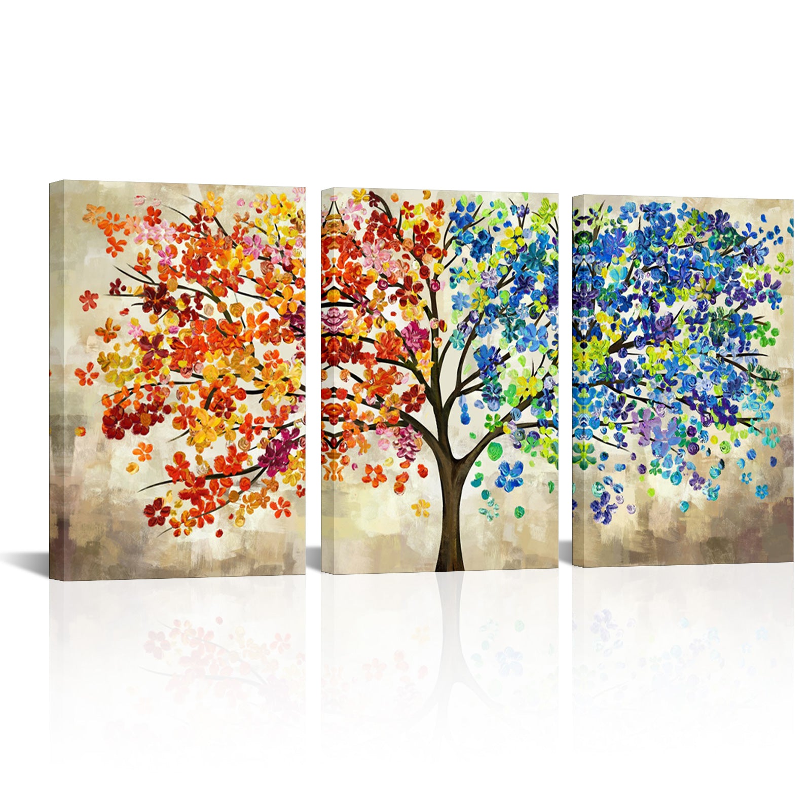 Triptych Two-color Tree of Life Gallery Art Print