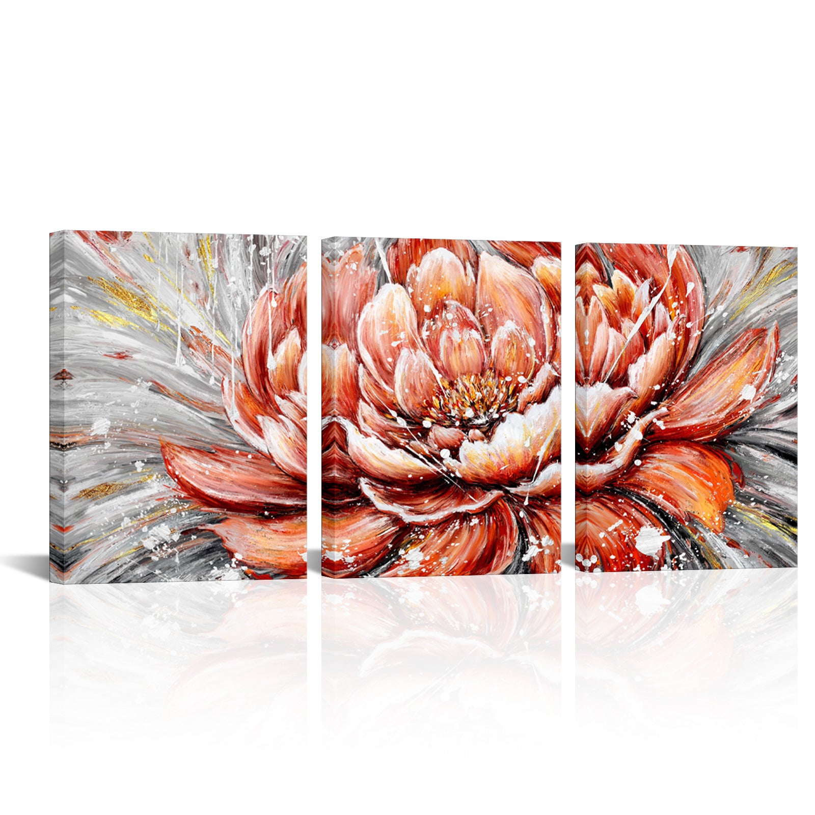 Triptych Peony Blooms canvas prints online
