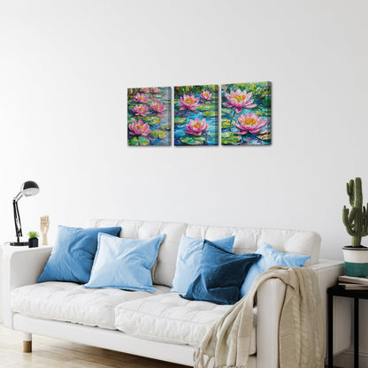 Pink Water Lilies On Pond