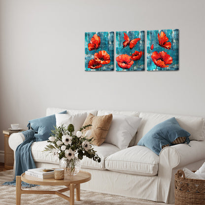 Red Butterfly Poppy Blossoms