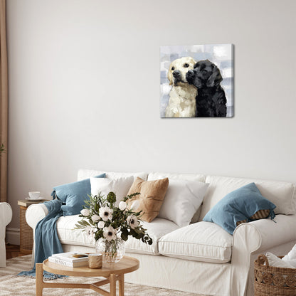 Black and white pet warm wall decoration canvas artwork
