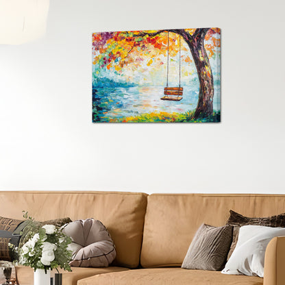 Swing By The Lake In Autumn