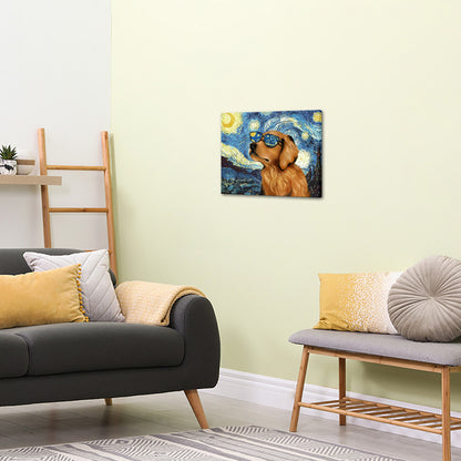 Sunglassed Dog In Starry Reverie