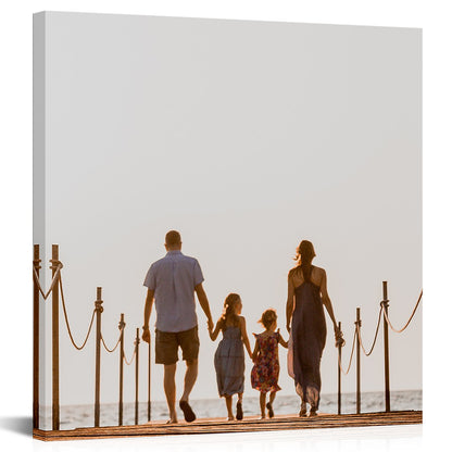 Frameless family photo canvas print