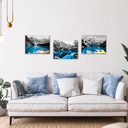 Triptych Mountain Lake Canadian Rockies canvas print landscape wall home decor