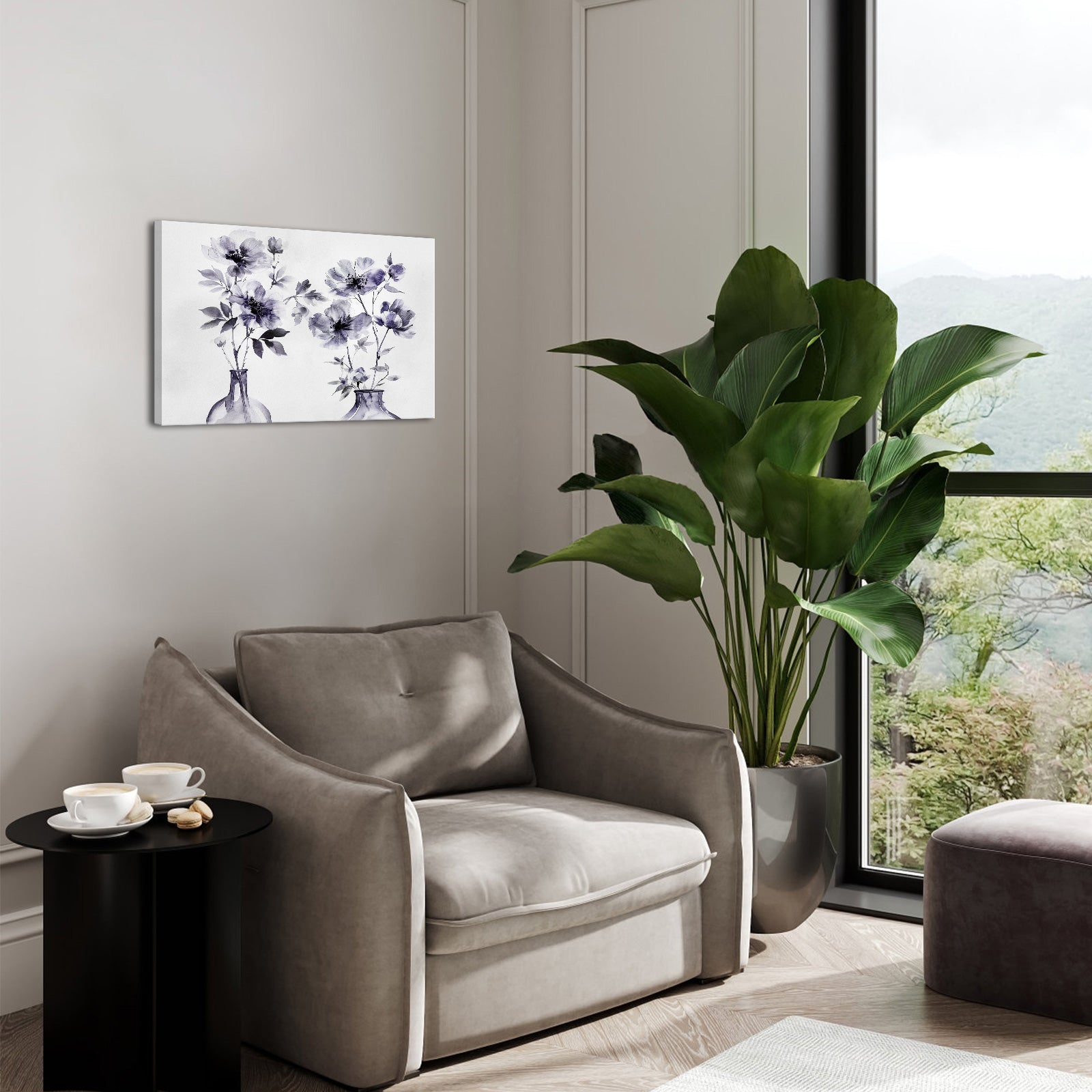 purple flower canvas wall art