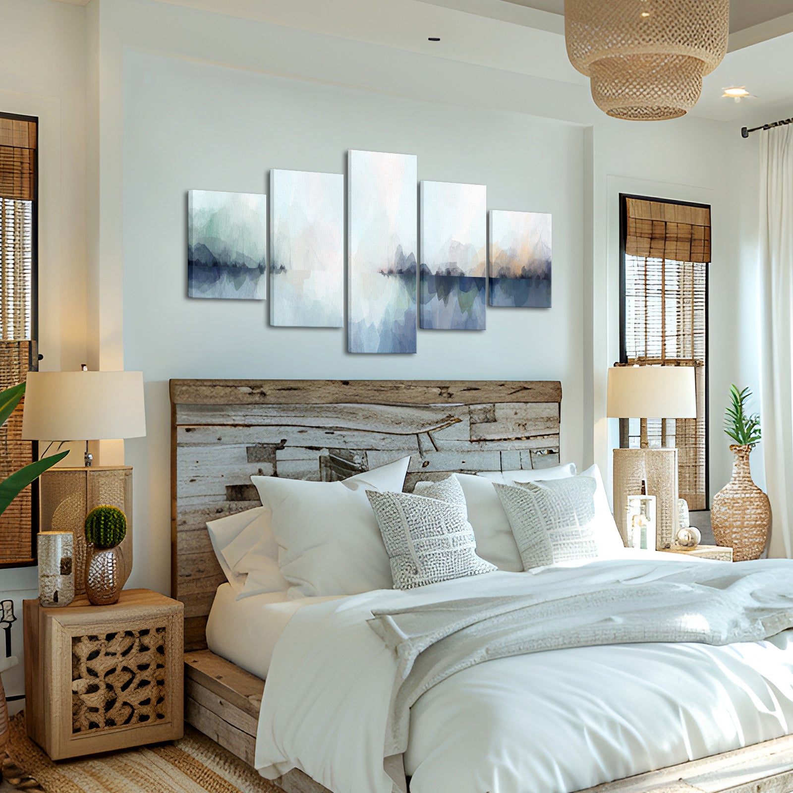 5-panel Abstract Blue Sea Surface best canvas wall art