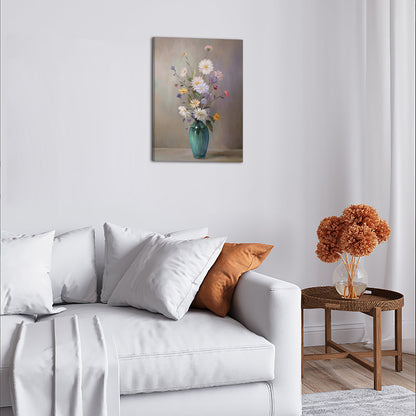 Teal Vase Flowers purchase canvas prints for wall decor