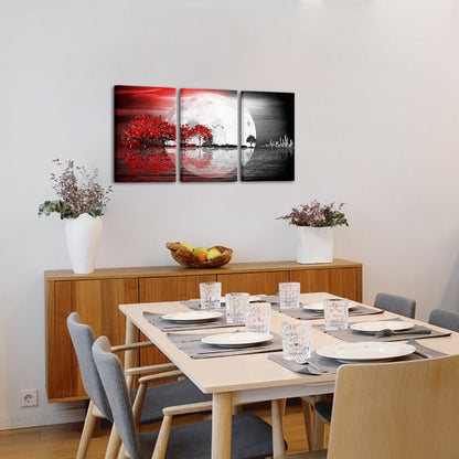 Triptych mountains and rivers modern canvas wall art