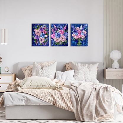 Colorful Bouquet Of Flowers On Blue Background