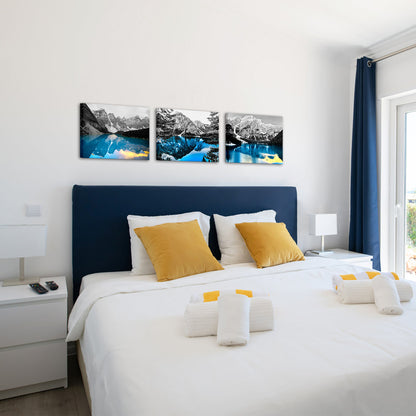 Triptych Mountain Lake Canadian Rockies canvas print landscape wall home decor