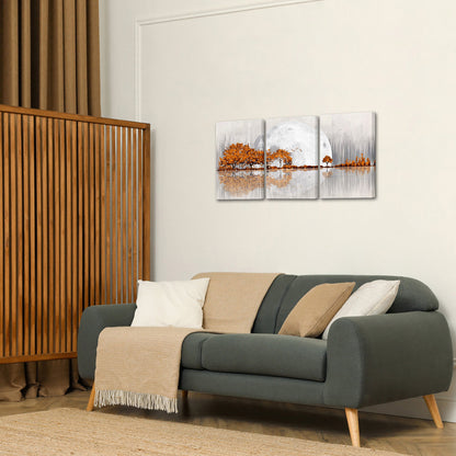 Triptych mountains and rivers modern canvas wall art