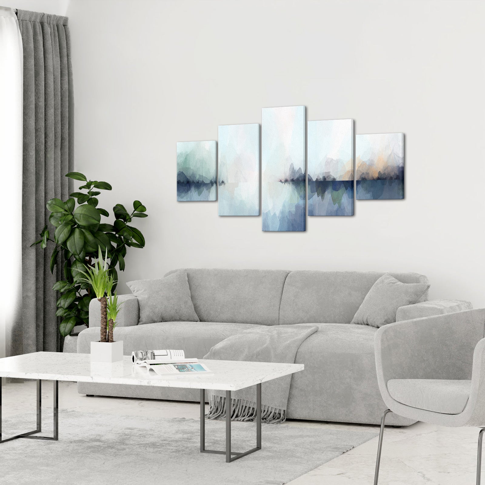 5-panel Abstract Blue Sea Surface best canvas wall art