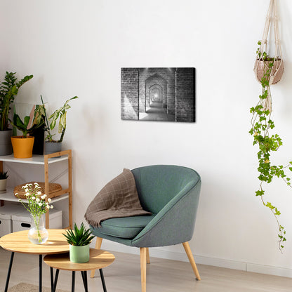 Black and white corridor endless canvas print art wall decor