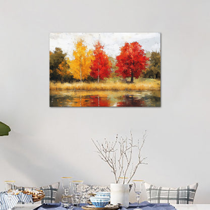 Autumn Trees By The Lake