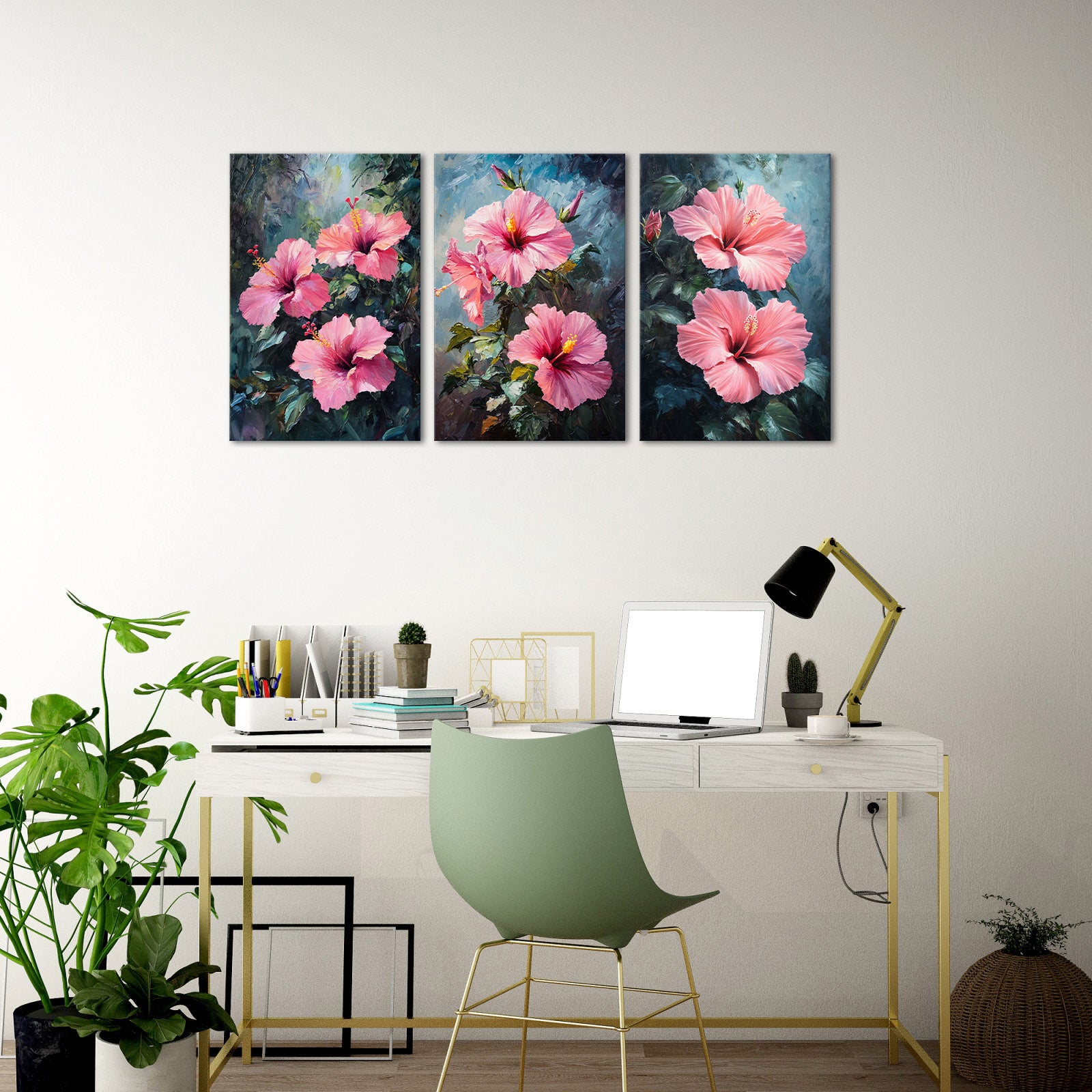 Pink Hibiscus Blooming Flowers