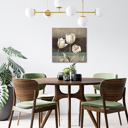 Vintage white tulips Vintage personalized three-dimensional decorative hanging wall art