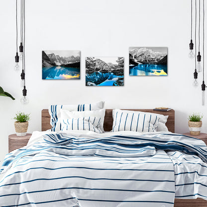 Triptych Mountain Lake Canadian Rockies canvas print landscape wall home decor