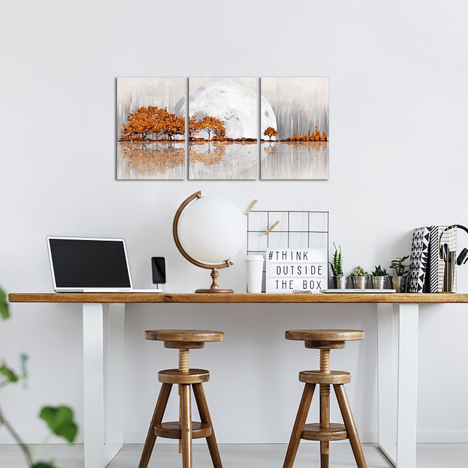 Triptych mountains and rivers modern canvas wall art