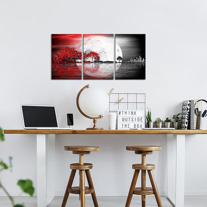 Triptych mountains and rivers modern canvas wall art