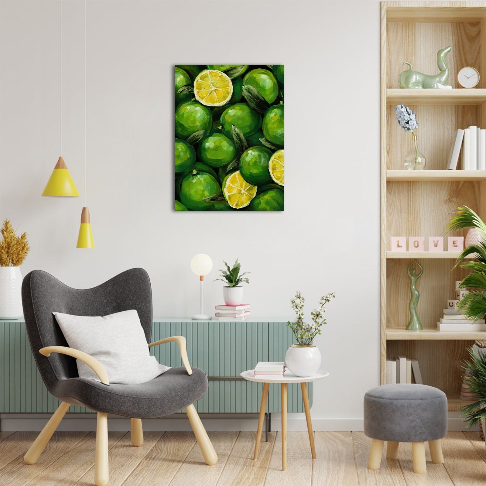 Green Lime minimalist kitchen canvas prints ready to hang