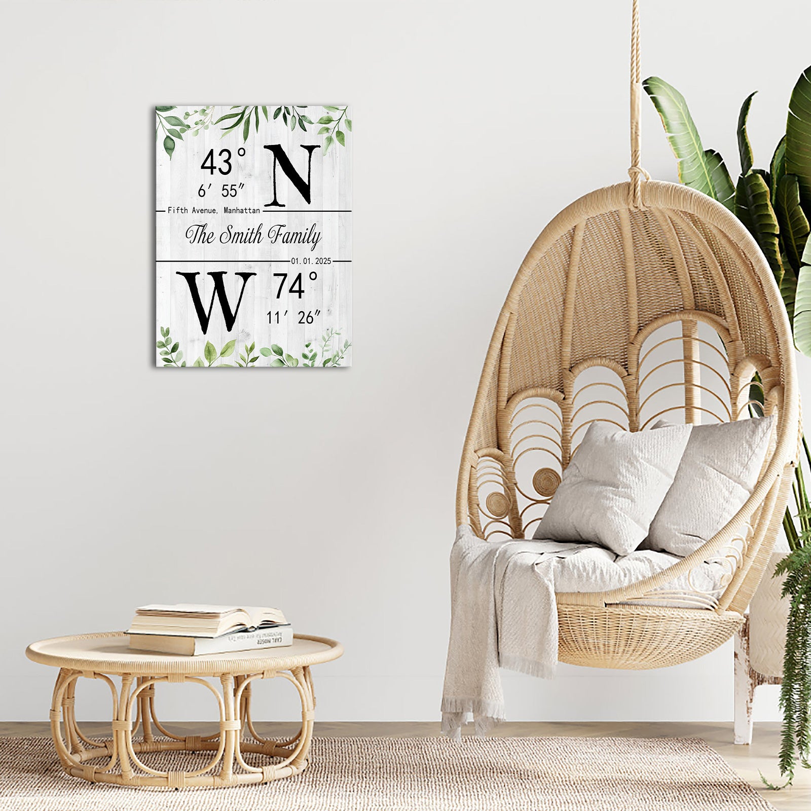 Custom Family Name Family Coordinates Canvas Print