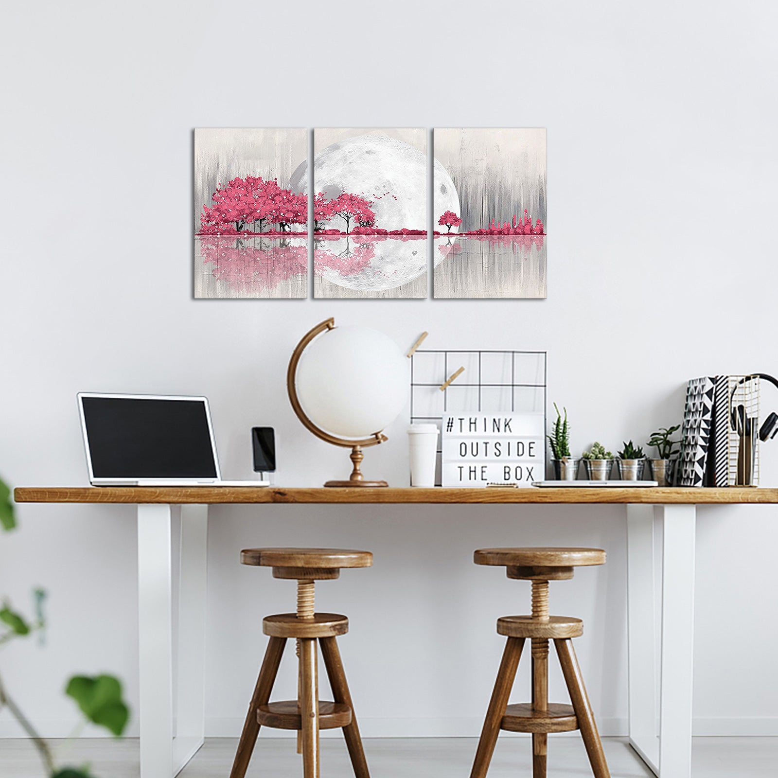 Triptych mountains and rivers modern canvas wall art