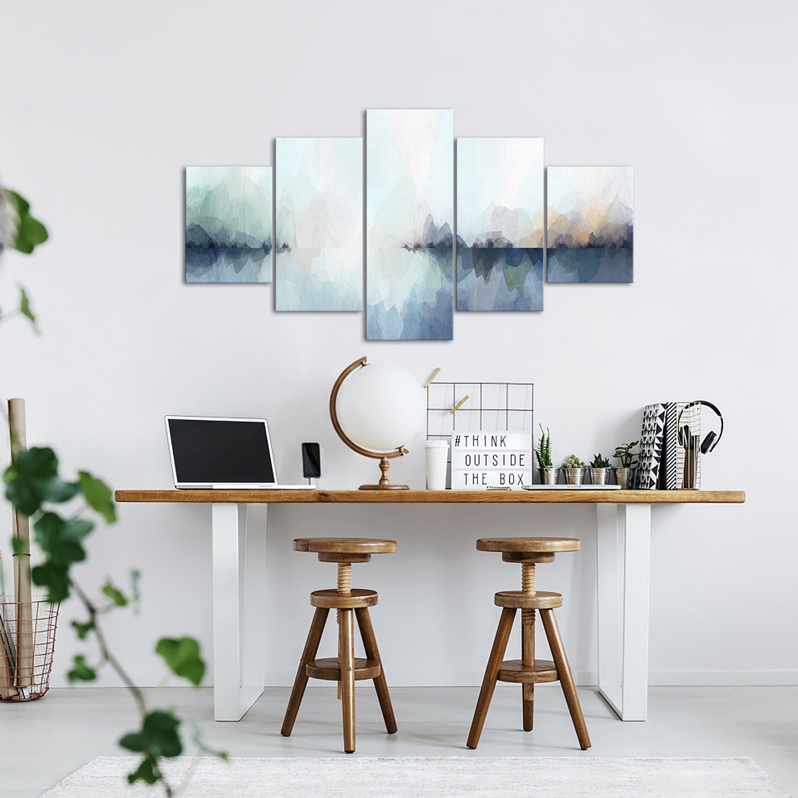 5-panel Abstract Blue Sea Surface best canvas wall art