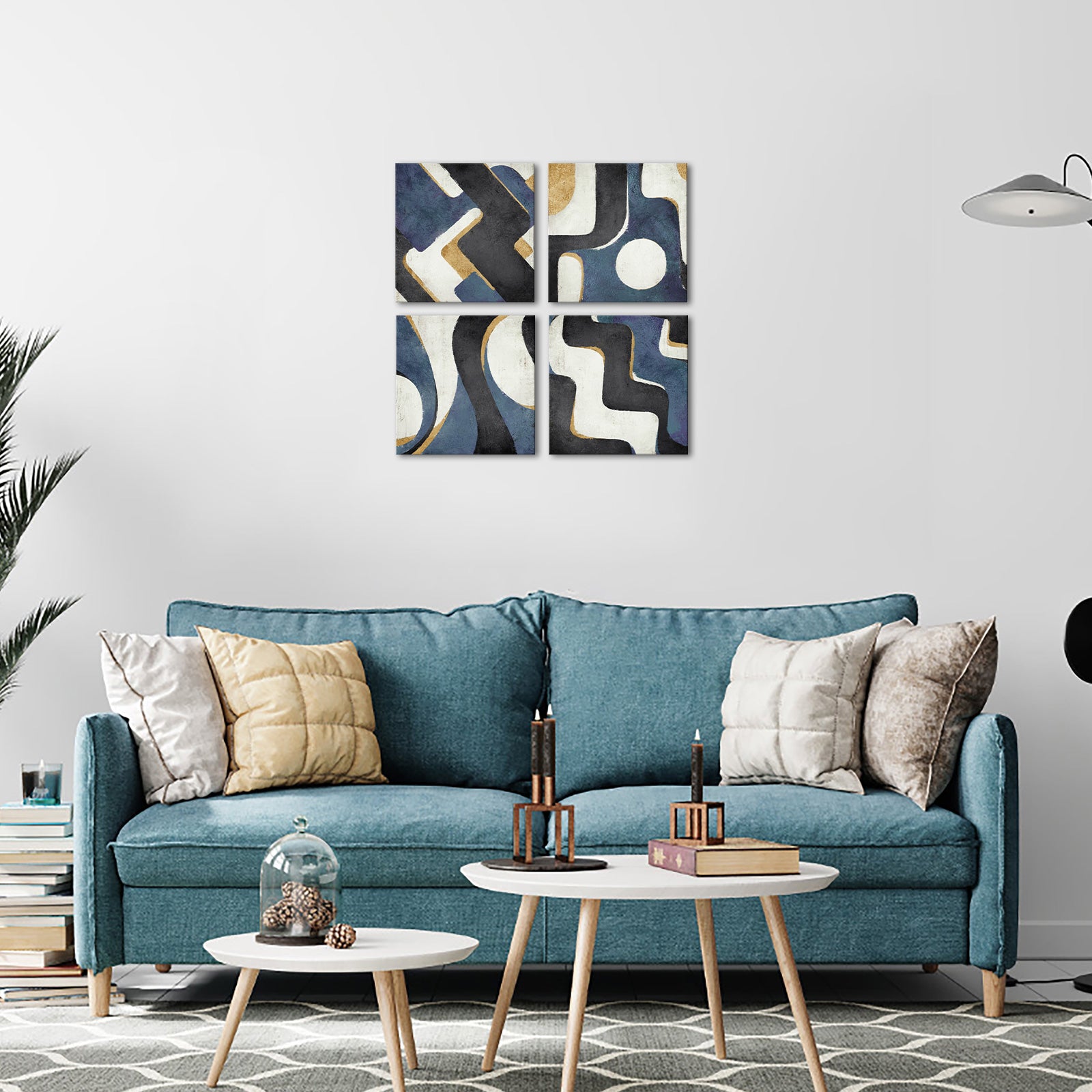 Geometric Shapes Flowing Lines