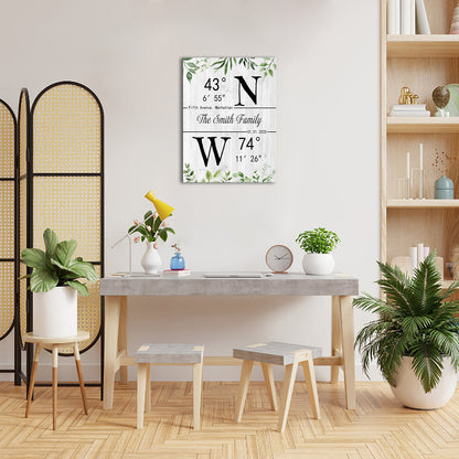 Custom Family Name Family Coordinates Canvas Print