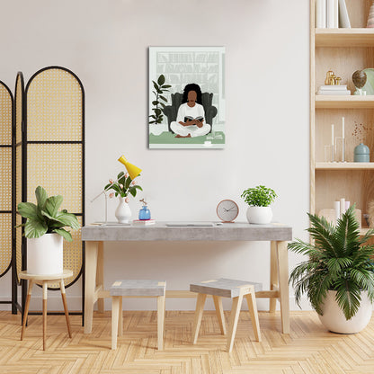 Relaxed Reader woman modern canvas wall art for bedroom