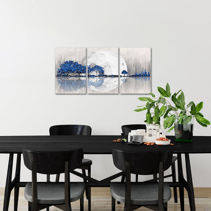 Triptych mountains and rivers modern canvas wall art