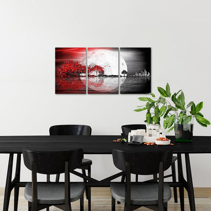 Triptych mountains and rivers modern canvas wall art