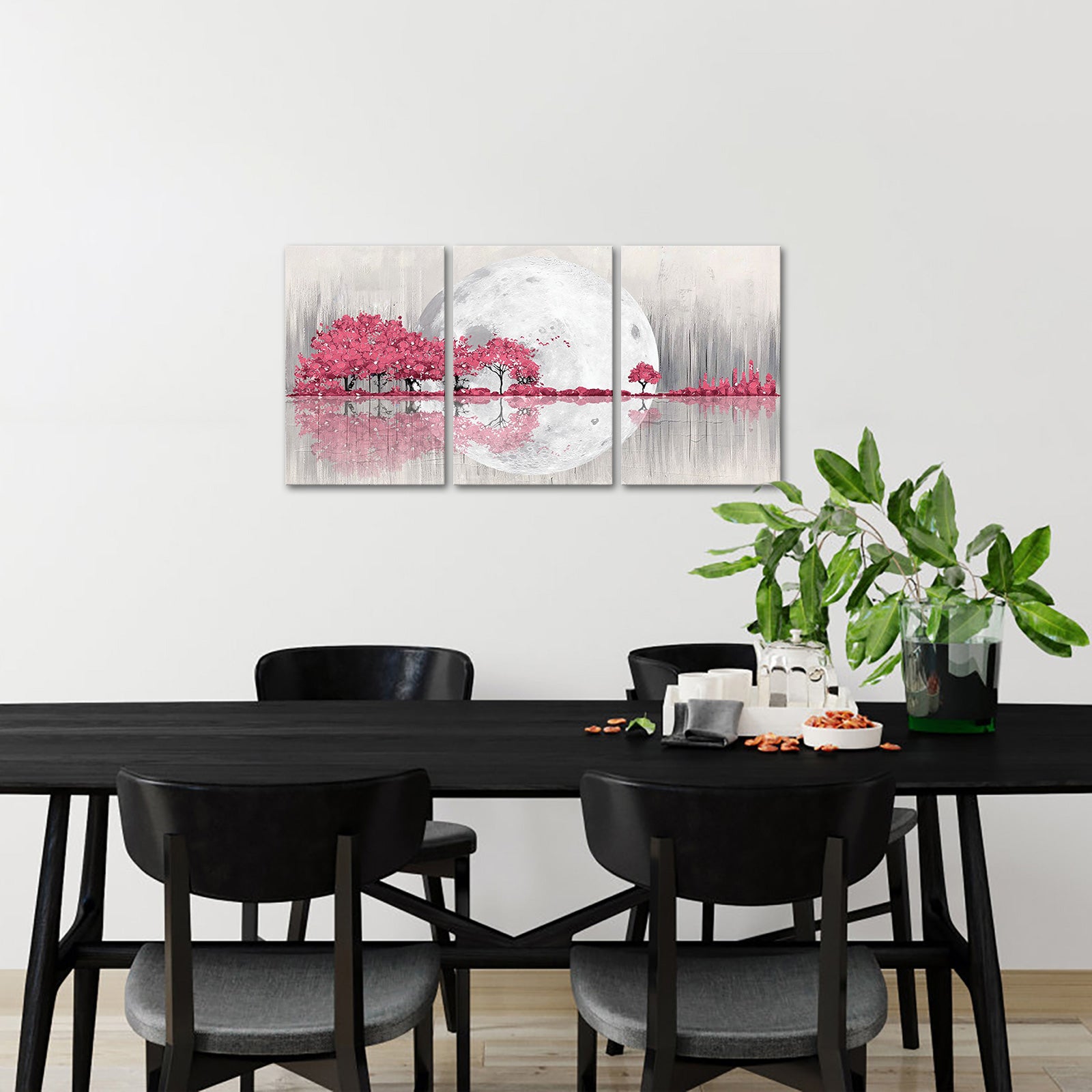 Triptych mountains and rivers modern canvas wall art