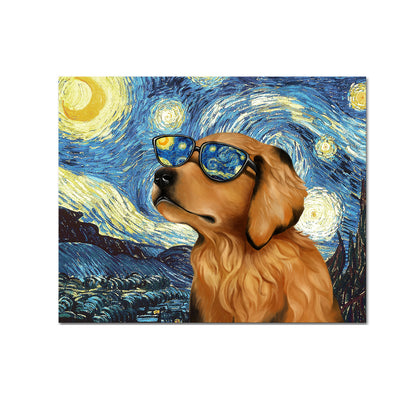 Sunglassed Dog In Starry Reverie