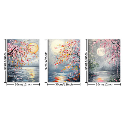 Cherry Blossoms Lake Moon