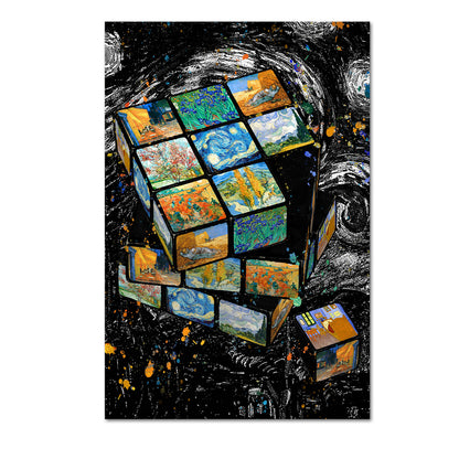 Van Gogh Rubik's Cube Abstract decorative painting black discount order