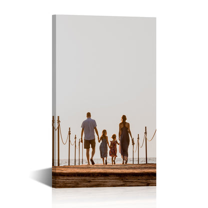 Frameless family photo canvas print