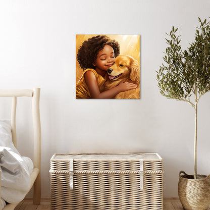 Young Girl Dog Heartwarming Embrace