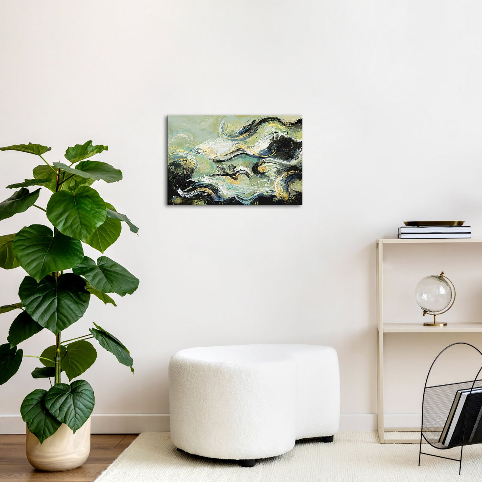 Abstract Clouds Green Background Wall Decorative Painting Canvas Art