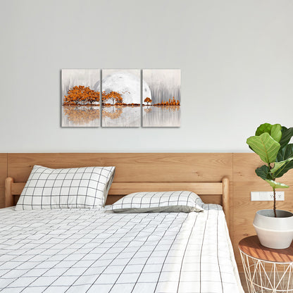 Triptych mountains and rivers modern canvas wall art