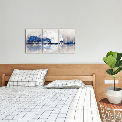 Triptych mountains and rivers modern canvas wall art