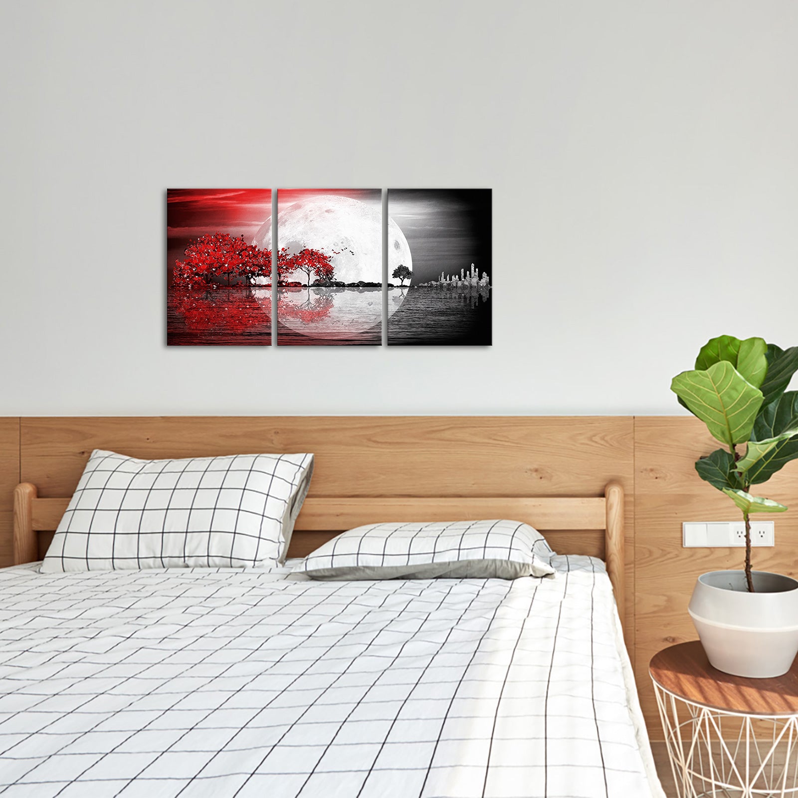 Triptych mountains and rivers modern canvas wall art