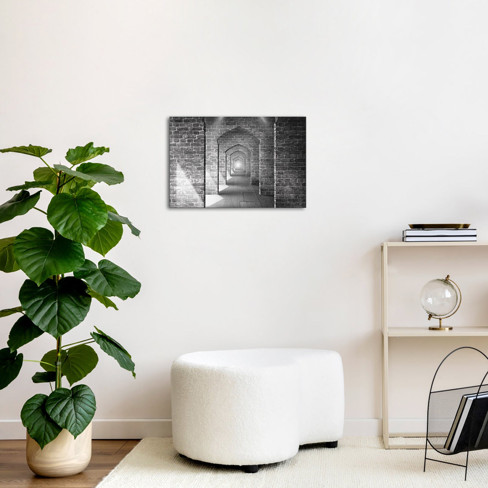 Black and white corridor endless canvas print art wall decor