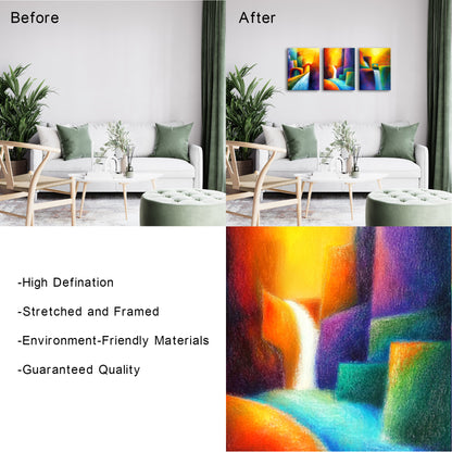 Abstract Colorful Waterfall Landscape