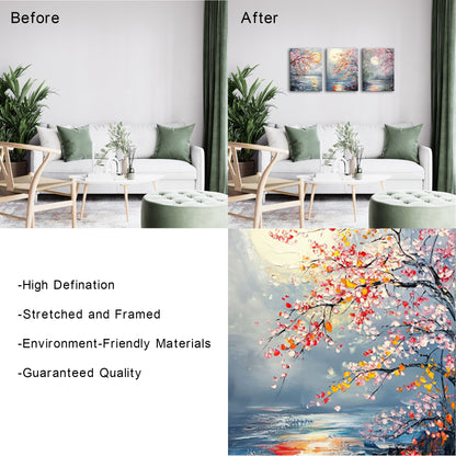 Cherry Blossoms Lake Moon