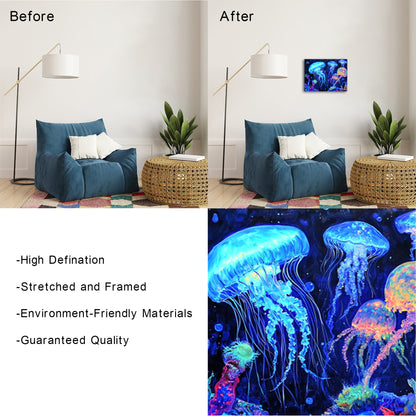 Luminous Jellyfish Under The Sea